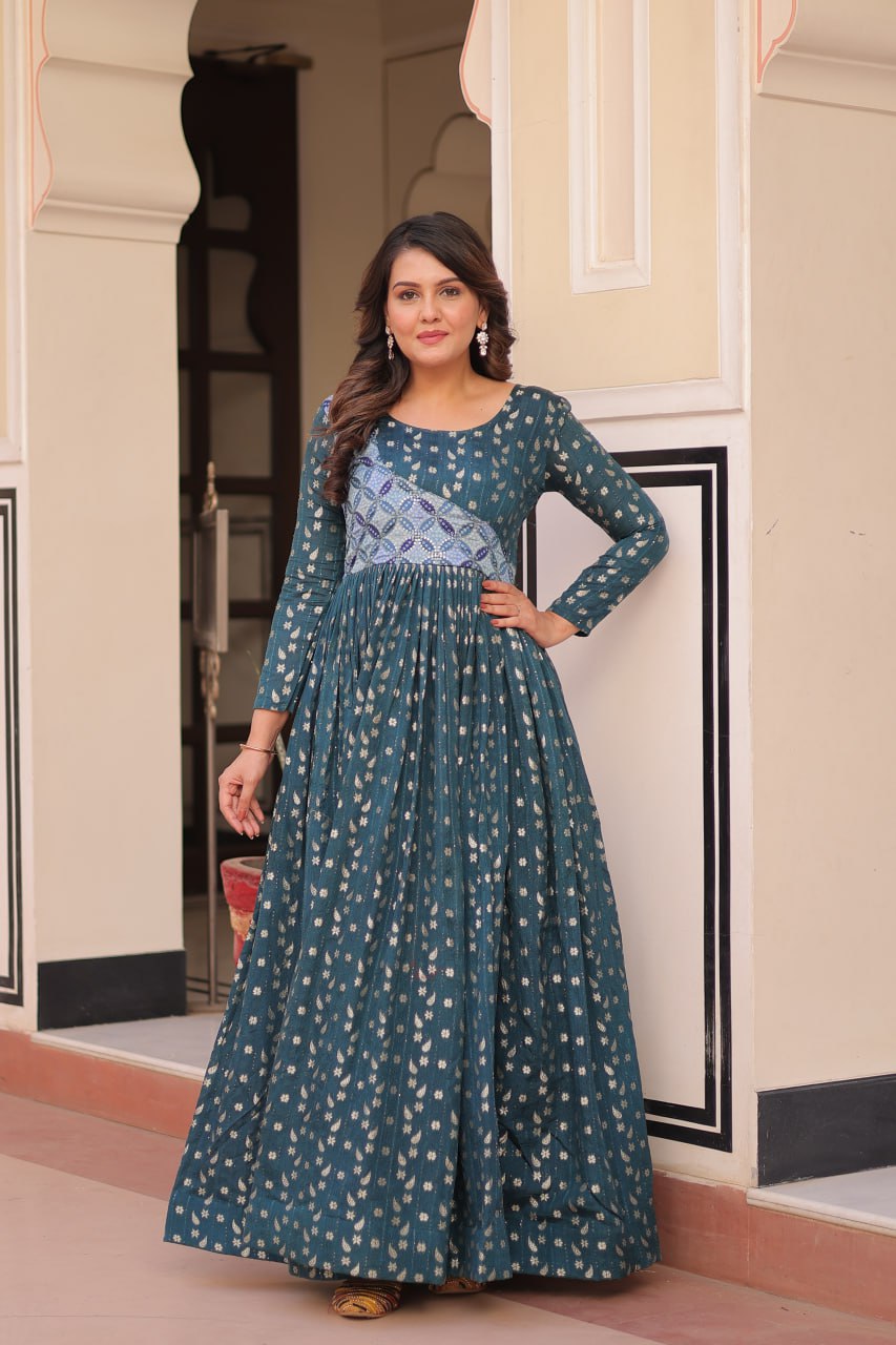 Women's Festive Berry Purple Printed Anarkali Gown with Intricate Zari Work & Embellished Yoke β Perfect for Traditional & Celebration Wear - Image 13